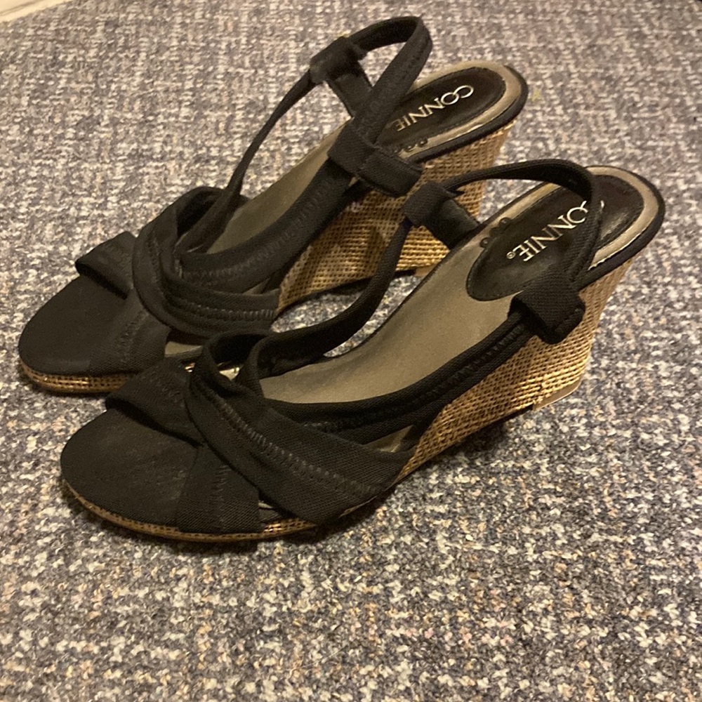 Connie black wedge heels size 9.5
